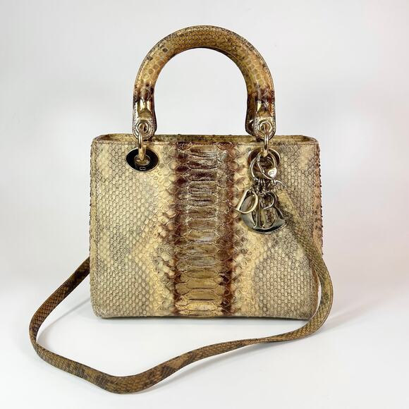 Christian Dior Metallic Snakeskin Medium Lady Dior Bag - Picture 2 of 15